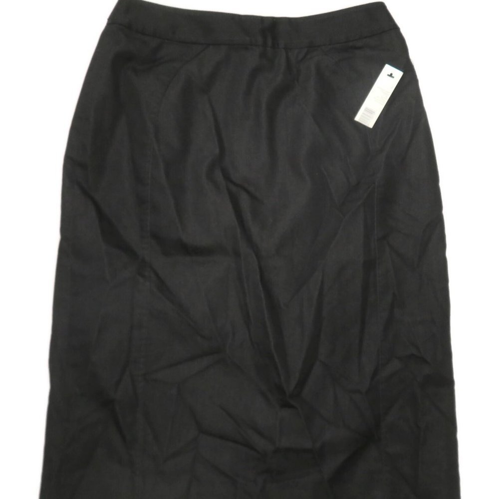 Tahari Womens Madison A Line Skirt Black Stretch Back Slit Zip 2 New NWT